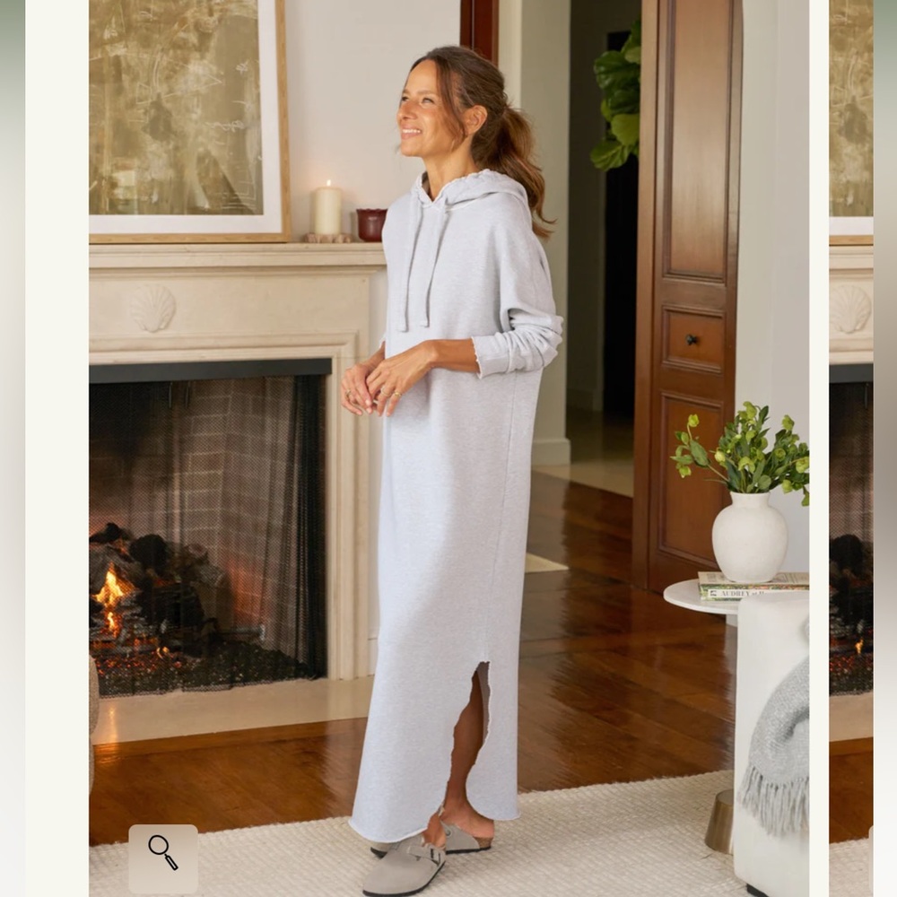 FRANK & EILEEN James shirt Hooded Cotton Maxi Dress sweatshirt gray M hoodie